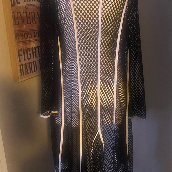 lace jacket by Adore nwt black w white ribbon maxi length cardigan duster - Picture 8 of 11